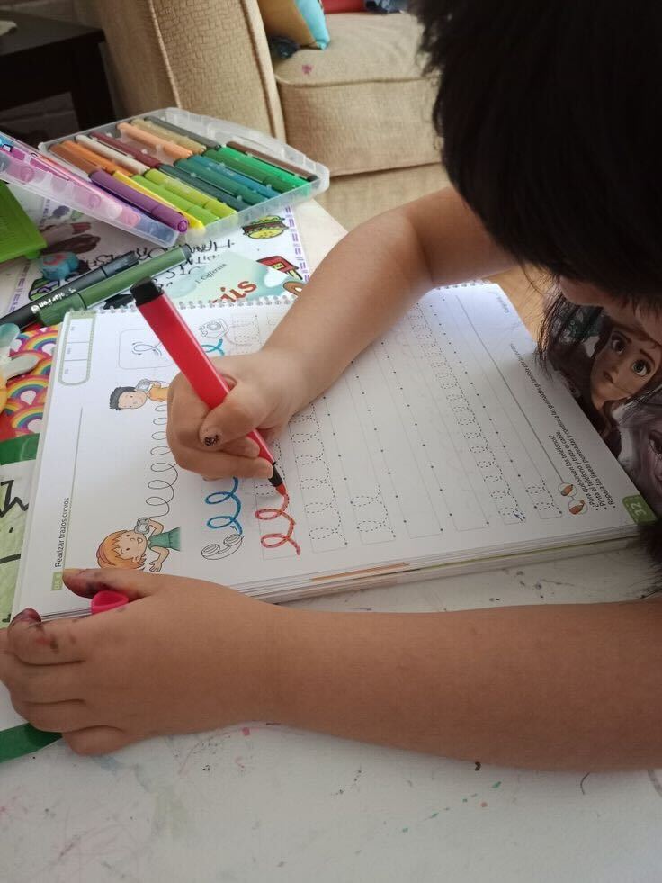 Student doing writing activity